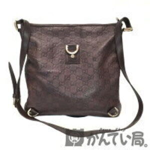 GUCCI Guccissima Shoulder Bag Dark Brown Calf Leather Embossed